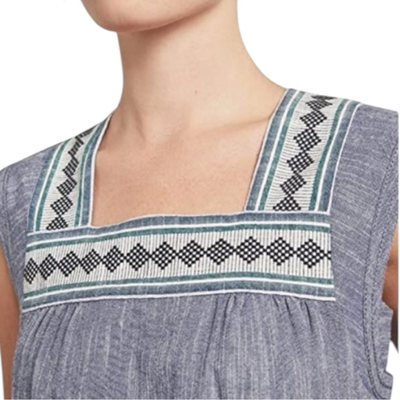 Faherty Hailee Blue Dress with White Embroidery Size S - Picture 3 of 12